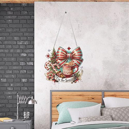 Auremi Christmas Diamond Art Pendant Kits,5D Coffee Diamond Art Diamond Painting Hanging Kits,DIY Special Shaped Diamonds Painting Suncatcher Pendant Kit for Adults for Gift Wall Home Decor - Image 4