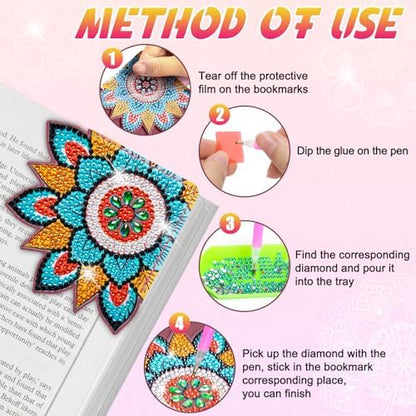 WIVICO 4Pcs Diamond Painting Bookmarks, Diamond Pearl Art Kits for Adults - Image 5
