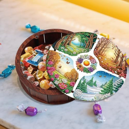 DIY Diamond Painting Fruit Bowl Storage Box, Four Seasons Scenery Decorative Tray Diamond Painting Craft Set, for organising Desk Items, a Versatile and Creative Handmade Gift - Image 5