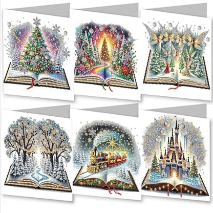 Christmas DIY Diamond Art Painting Greeting Cards Set, 5D Christmas Style Greeting Card, DIY Xmas Card Making Kits for Family Friends Handmade Gift by Unknown