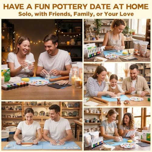 31PCS Pottery Kit for Beginners, 4.4LBS Air Dry Clay for Adults, Guide Book - Image 2
