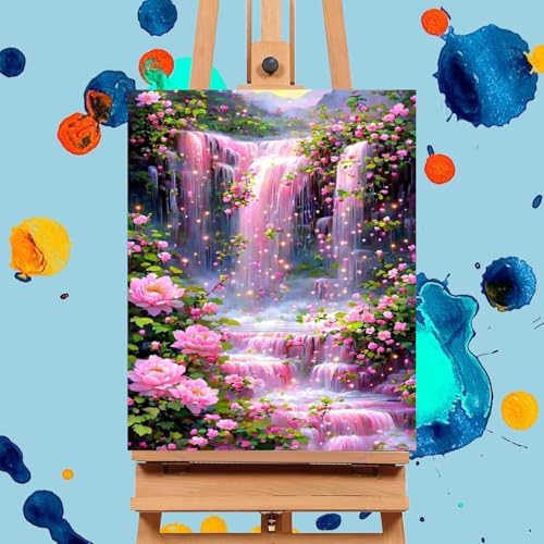 Mrnsiet Paint by Numbers Kit for Adults Beginners, Waterfall Landscape Adult Paint by Numbers on Canvas, Without Frame Acrylic Painting Crafts for Home Decor (16x20inch) - Image 2