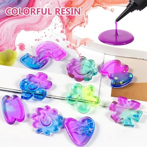KISREL Transparent Colored UV Resin, 12 Colors 240g Hard Type UV Resin Kit - Image 5