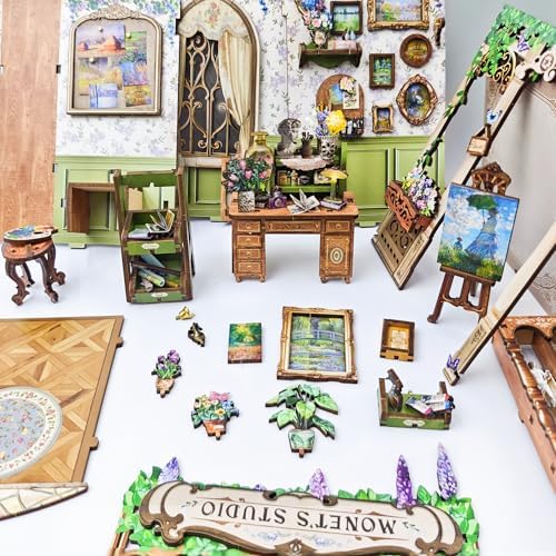 Book Nook Kit DIY Miniature House 3D Wooden Puzzle - Monet's Studio - Image 4