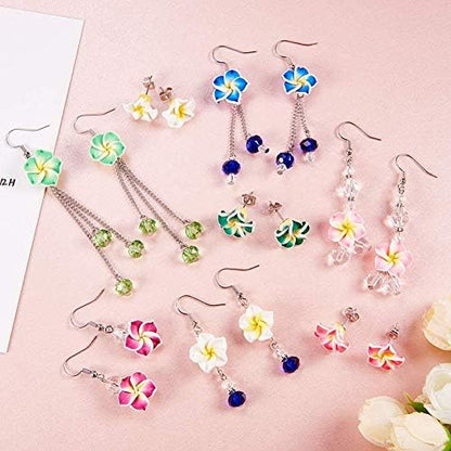 SUNNYCLUE 100Pcs 10 Color Polymer Clay Flower Beads Plumeria Spacer Loose Beads 15x8mm 5 Petal Summer Hawaii Floral Hawaiian Beach Spacer Charm Beads for Jewelry Earring Making Supplies DIY Craft - Image 7