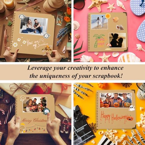 Joyberg Scrapbook 80 Pages, Scrapbooking Supplies 8 x 8 In, junk journal Album Suitable for Album Memory Book Wedding, Anniversary Family, DIY Craft Projects (Brown) - Image 6