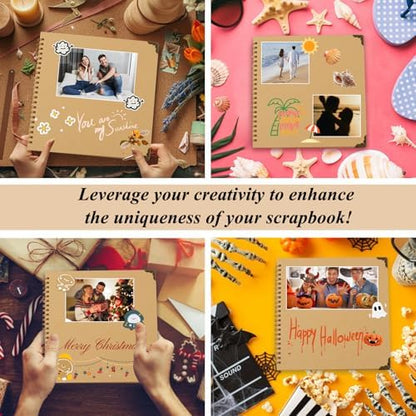 Joyberg Scrapbook 80 Pages, Scrapbooking Supplies 8 x 8 In, junk journal Album Suitable for Album Memory Book Wedding, Anniversary Family, DIY Craft Projects (Brown) - Image 6