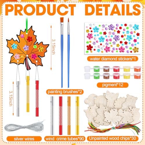 JellyArch Fall 30 Pack DIY Wind Chime Kit Art and Crafts - Image 4