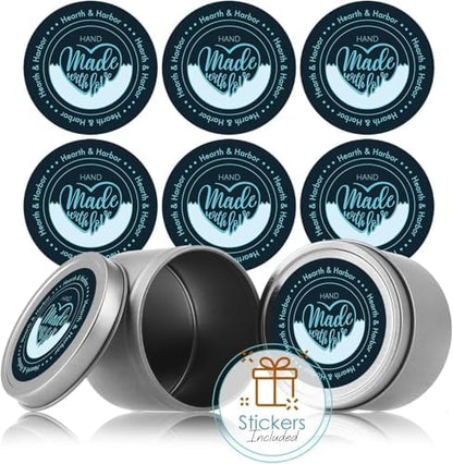 Hearth & Harbor 10 lbs. Soy Candle Wax with Supplies, 4 oz. 48 Pack Tin Jars with Lids, Cotton Candle Wicks, Wick Stickers and Centering Devices - Soy Wax Flakes with Containers for Candle Making - Image 7