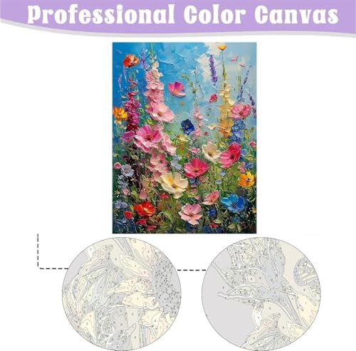 MIRCVSH Wild Flowers Paint by Numbers Kit for Adults Framed,Paint by Number for Adults,Floral Adults' Paint-by-Number Kits on Canvas with Wooden Easel for Home Wall Decor 12X16 Inch - Image 5