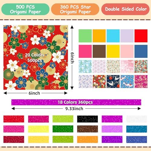 hapray Japanese Origami Paper & 360 Flash Star Origami Kit for Kids 5-12 - Image 3
