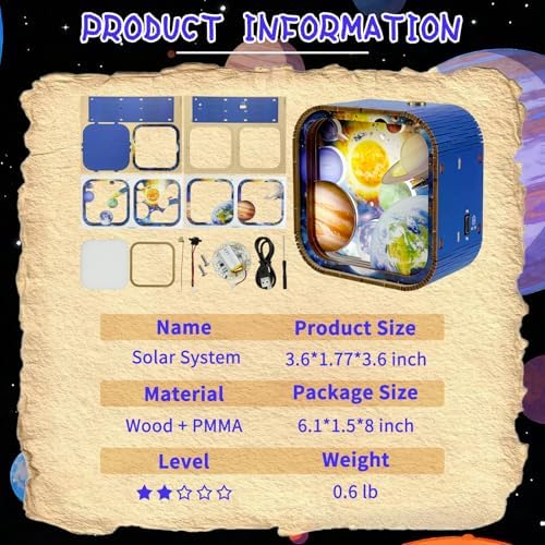 3D Wooden Puzzle Night Light DIY LED Wooden Lamp Kit for Adults Desk Decor Relaxing Art Project Table Ornament and Unique Gift (Solar System) - Image 6