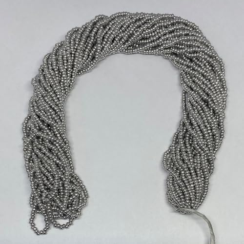 11/0 Glass Seed Beads, 12 String Hanks, Small Craft Beads, 2 mm (Silver) by Unknown