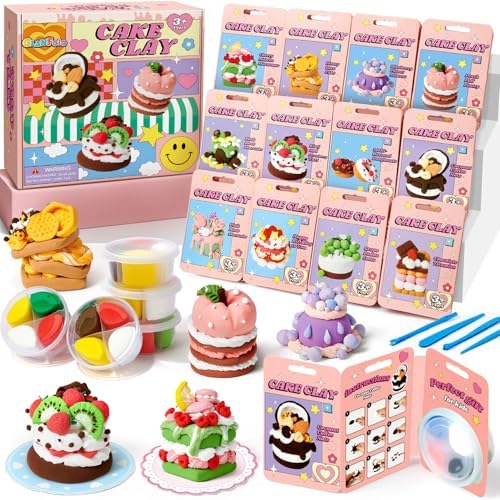 Air Dry Clay for Kids Modeling Clay Kit, 12 Boxes Model Magic Molding Clay with Tools & Tutorial, Non-Sticky, Arts and Crafts for Kid Ages 4-8 8-12 Girl Birthday Gift, Cake Party Favor Classroom Prize by Unknown