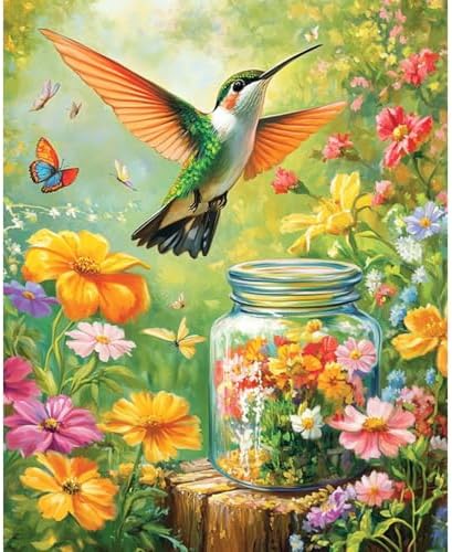 Banket Paint by Numbers Kit for Adults Beginner Hummingbird DIY Painting Kits for Adults Flowers Easy Adult Paint by Number Kits on Canvas Color by Numbers for Gifts Home Wall Decor 16x20 Inch by Unknown