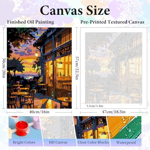Paint by Numbers Kit for Adults, Sunset Café Number Painting Canvas Kit - Image 3