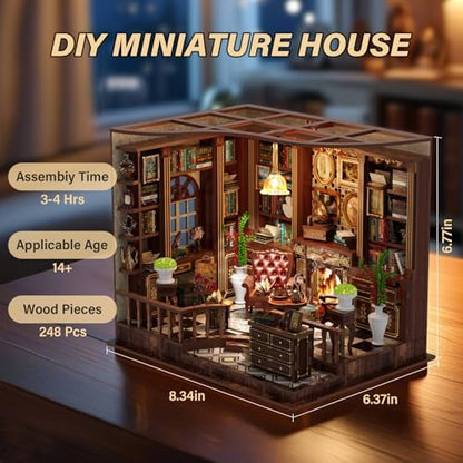 Book Nooks for Adults, DIY Miniature Dollhouse Book Nook Kit - Bank Study - Image 2