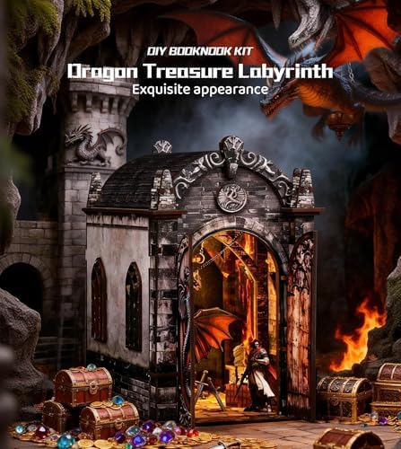 Roroom Book Nook Kit for Adults, Gothic Dragon Treasure House Building Kit - Image 3