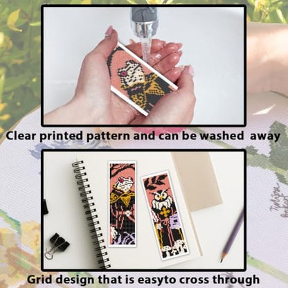 ACRNIGHEET 6PCS Cross Stitch Bookmark Kit for Beginner Stamped Cross Stitch Kits for Adults Gothic Animals DIY Embroidery Bookmark Kits Needlepoint Kit with Instructions Hand Craft Gift 8.5''x3'' 11CT - Image 3