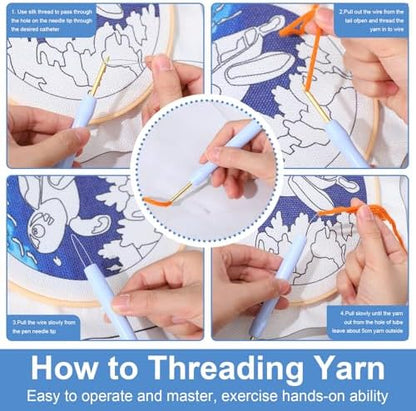 SmoothNovelty Turtles DIY Punch Needle Kits for Beginners with Hoop Embroidery Fabric Instructions Thread Punch Needle Craft Set Easy for Starter Adults and Children Gift Decoration, 20x20cm-4 - Image 4