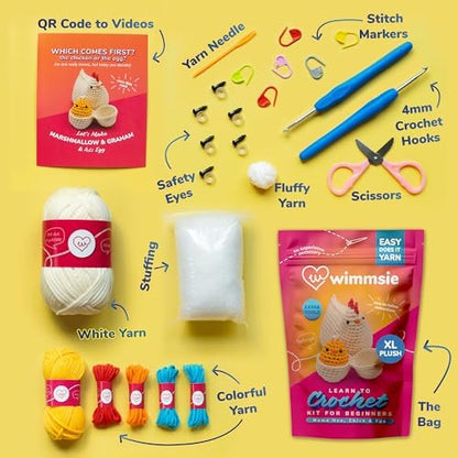 Wimmsie Crochet Animal Kit for Beginners - Easy Beginner Crochet Kit for Kids - Amigurumi Chicken Chick & Egg - 3 Kawaii Stuffed Animals - Cute DIY Yarn Plush - Image 5