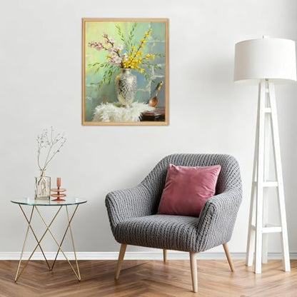 AIRDEA Flowers Paint by Numbers for Adults Beginner,Painting by Number Kits on Canvas,Frameless,16x20in DIY Acrylic Painting,Home Wall Decor,Peach Blossoms and Forsythia - Image 7