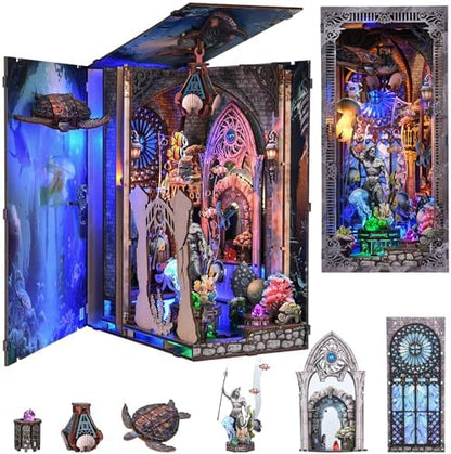 fifijoy Book Nook Kit - DIY Miniature House Dollhouse Kit for Adults and Teens, Booknook Tiny House Atlantis Bookshelf Decor 3D Wooden Puzzle with LED Light, Gifts for Family and Friends (Atlantis) by fifijoy