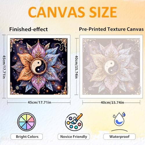 CRZMODE YinYan Paint by Numbers Kit for Adults,YinYan Paint by Numbers for Adults, Acrylic Painting Crafts for Home Decor Gift (16x16inch) - Image 2
