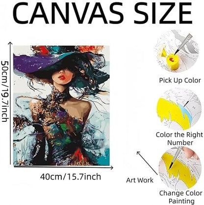 Paint by Numbers Kit for Adults,Colorful Woman Paint by Number Kits - Image 2