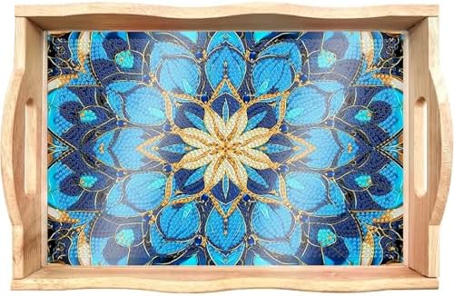 DOTSOPS Mandala Diamond Painting Wooden Serving Tray with Handle for Adults by DOTSOPS