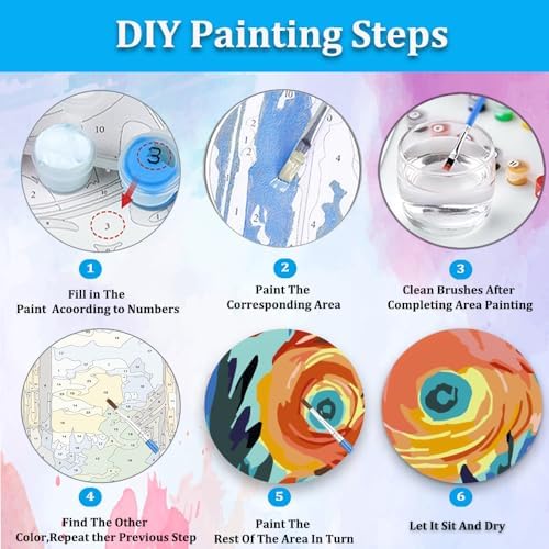 Artunion Framed Paint by Numbers Kit for Adults Beginners & Kids Ages 8-12,Red Flowers Paint by Number with Frame,Floral Paint by Numbers Kit on Canvas 10 * 10 Inch Without Easel - Image 6