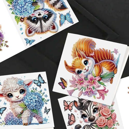 JISHSHAY 6 PCS Diamond Art Greeting Cards Animal Diamond Painting Birthday Cards Animal Gem Art Gem Painting Mosaic Kits for Adults for Thanksgiving Anniversary Valentine Graduation All-Occasion - Image 7