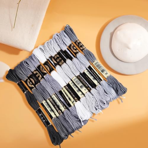 12 Skeins 6 Strands Grey Embroidery Cross Stitch Floss for Sewing - Image 3