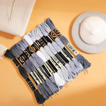 12 Skeins 6 Strands Grey Embroidery Cross Stitch Floss for Sewing - Image 3