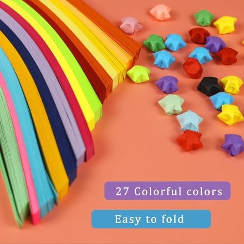 3024 Sheets Origami Paper, 27 Colors Double Sided Paper Star Strips - Image 6
