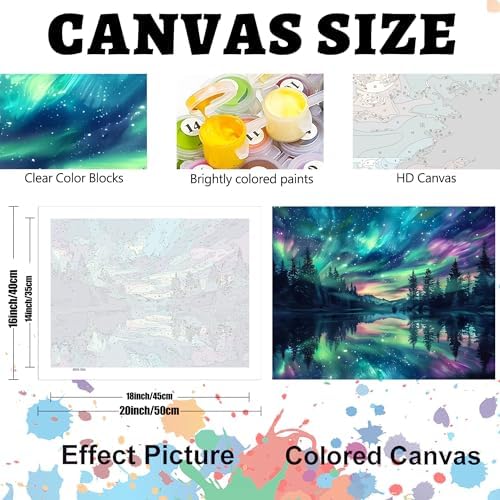 Hutarosl Paint by Numbers for Adults-Aurora Paint by Number Canvas for Adults,Starry Sky Paint by Number Adult,Aurora DIY Oil Painting Kits for Gifts Home Decor 16x20in - Image 5