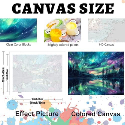 Hutarosl Paint by Numbers for Adults-Aurora Paint by Number Canvas for Adults,Starry Sky Paint by Number Adult,Aurora DIY Oil Painting Kits for Gifts Home Decor 16x20in - Image 5