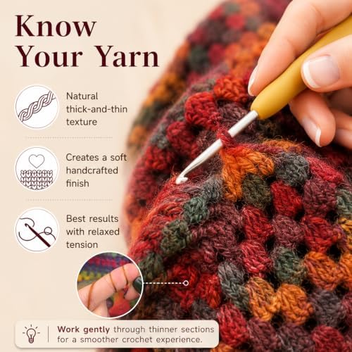 Aeelike Crochet Blanket Kit for Adults Advanced,Ombre Red Vintage Craft Kit - Image 3