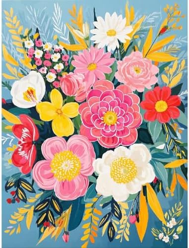 YarnMate Paint by Numbers Kit for Adults - Flowers in Vase Paint by Number on Canvas Without Frame, DIY Acrylic Painting for Gift Home Wall Decor (16x20 Inch) by YarnMate