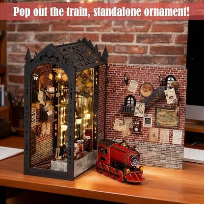 DIY Book Nook Kit, 3D Wooden Puzzle Miniature House Kit Adult, Magic Train - Image 5