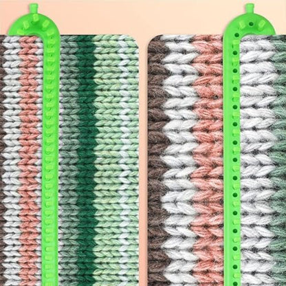 Katech 3 pcs Rectangle Knitting Looms Set Dense Pegs Loom Knitter Different Sizes Colorful Plastic Weaving Looms Set DIY Yarn Weaving Kits with a Crochet Hook and Needle (Color is Random) - Image 5
