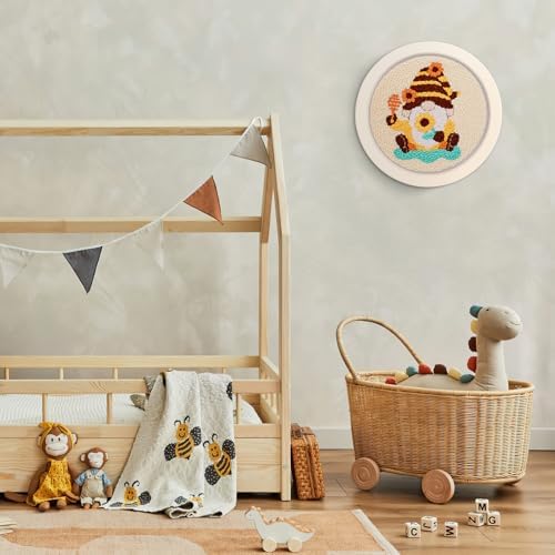 JSRQT Honey Gnomes Punch Needle Kit for Beginners, Punch Needle Embroidery Starter Kit for Adult Kids, DIY Cross Stitch Rug Hooking Craft Beginners Kit with Tools for Home Decor - Image 7
