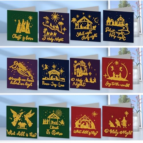 12Pcs DIY Diamond Art Greeting Cards Kit with Envelopes&Tools - Create Your Own Sparkling Birthday, Thank You, Holiday Cards for Adults & Beginners(Faith) - Image 2