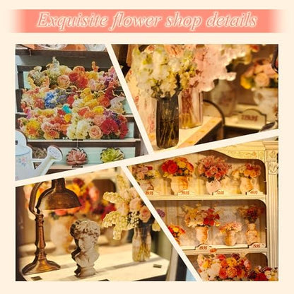 Book Nook Kit, Flower Shop Model Craft Kits, DIY Miniature House Kit - Image 4