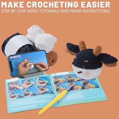 EOKPHULL Crochet Kit for Beginners, Easy DIY Crochet & Knitting Kit for Adults with Step-by-Step Video Tutorials, Yarns, Stuffing, Crochet Hook and Accessories, Crochet Craft Set - Image 2