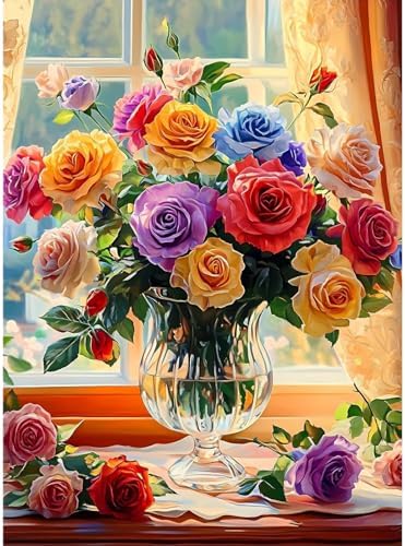 Ycydilirab Flowers Paint by Numbers Kits for Adults - Paint by Number Flowers,DIY Adults Paint by Numbers on Canvas Drawing Colorful Paintworks Artwork for Gifts and Wall Docer 16x20inch by Ycydilirab