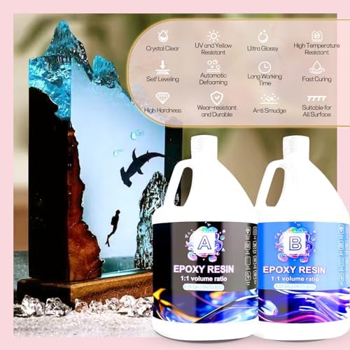 Pmbqifay Epoxy Resin Kit, 1.1 Gallon Clear Resin Epoxy, High-Gloss, No Bubbles, Not Yellowing, Self-Leveling for DIY Art, Crafts, Jewelry, Table Top, Wood & Resin Molds - Image 4