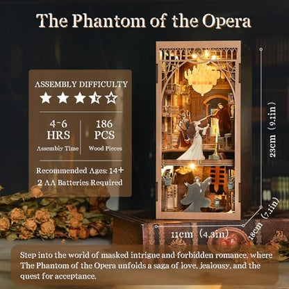 MiniCity Phantom of the Opera Book Nook Kit, DIY 3D Wooden Puzzle with LED - Image 2