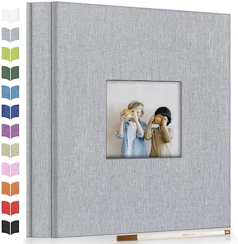 Artfeel Photo Album Self Adhesive Scrapbook Album for 3x5 4x6 5x7 8x10 Pictures,40 Pages Linen Cover with Display Window DIY Photo Book,Ideal Gifts for Family Travel Wedding Baby by Artfeel