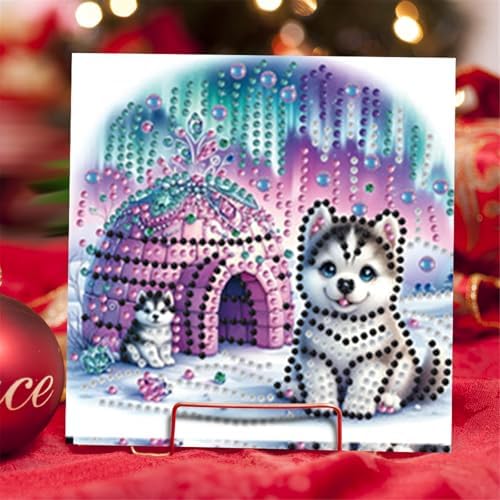6pcs DIY Diamond Art Greeting Cards Kit with Envelopes&Tools - Create Your Own Sparkling Birthday, Thank You, Holiday Cards for Adults & Beginners(Wolf) - Image 3